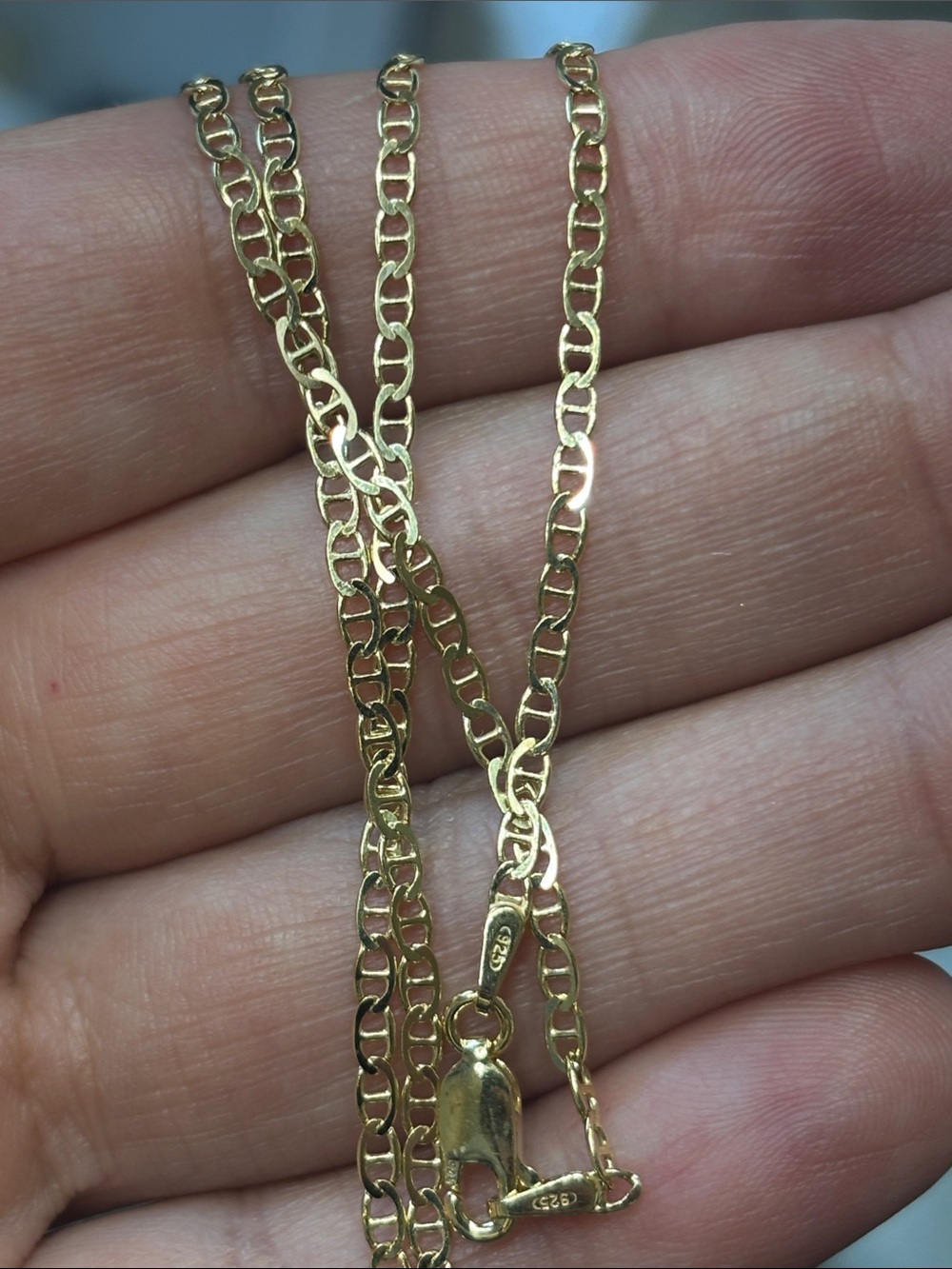 18k Yellow Gold over 925 Italy Sterling Silver Gucci Mariner Chain Necklace